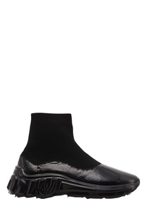 Черные комбинированные кроссовки-носки Miu Miu