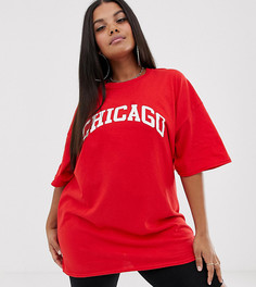 Красная футболка с надписью Chicago PrettyLittleThing Plus - Красный
