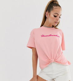 Розовая футболка с надписью Missguided Petite - Розовый