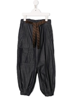 Fendi Kids logo belt track pants