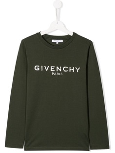 Givenchy Kids топ с логотипом и эффектом потертости