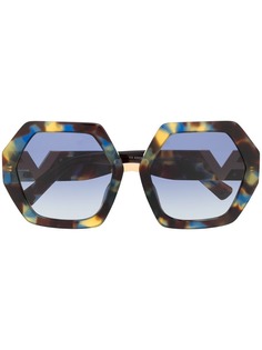 Valentino Eyewear hexagonal oversized V logo sunglasses