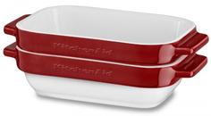Посуда для запекания KitchenAid Набор керамических чаш прямоугольных 2х0.45л, красный