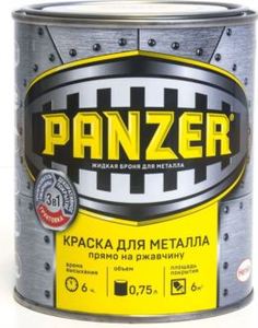Краски Краска для металла Panzer молотковая серебристо-серая 0.75 л
