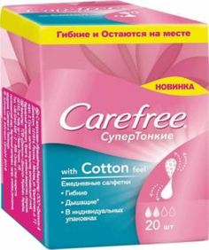 Средства личной гигиены Прокладки Carefree СуперТонкие With Cotton Feel 20 шт