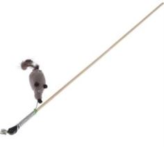 Игрушки Дразнилка для кошек GOSI Мышка с норковым хвостом на веревке