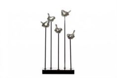 Предметы интерьера Статуэтка Гарда-декор 5 птиц серо-черная 43х6х50