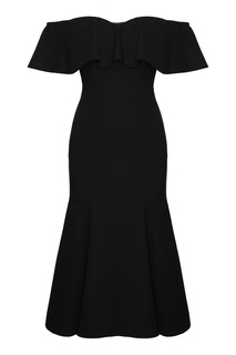 Черное платье миди с открытыми плечами Sorelle