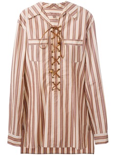 Romeo Gigli Pre-Owned полосатая рубашка-туника со шнуровкой