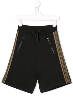 Fendi Kids шорты с полосками и логотипом