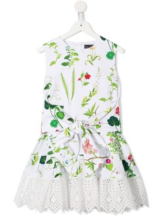 Oscar De La Renta Kids расклешенное платье с цветочным принтом