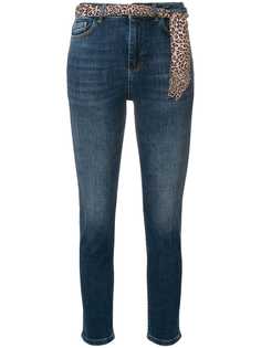 Twin-Set джинсы скинни с леопардовым поясом-платком