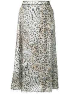 McQ Alexander McQueen расклешенная юбка миди с леопардовым принтом