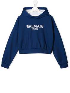 Balmain Kids толстовка с капюшоном и вышитым логотипом