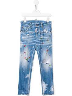 Dsquared2 Kids джинсы скинни с эффектом потертости и вышивкой