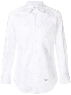 Thom Browne оксфордская рубашка с вышитыми якорями