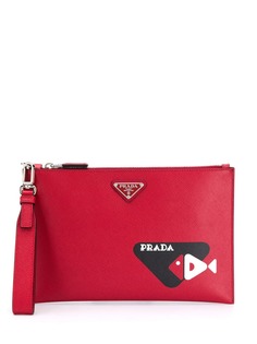 Prada клатч из сафьяновой кожи с принтом