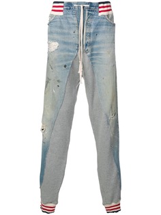 Greg Lauren джинсовые спортивные брюки с нашивками