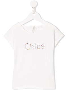 Chloé Kids футболка с нашивкой-логотипом и цветочным принтом