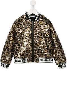 Dolce & Gabbana Kids леопардовая куртка-бомбер