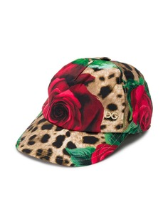 Dolce & Gabbana Kids кепка с леопардовым принтом и розами