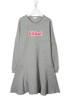 Chloé Kids расклешенное платье-толстовка