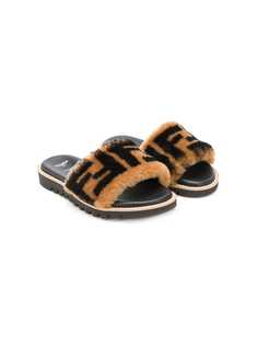 Fendi Kids шлепанцы с узором FF