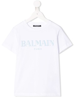 Balmain Kids футболка с нашивкой-логотипом