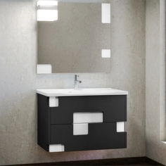Комплект мебели для ванной Санторини 100 подвесной Серый Белый Smile