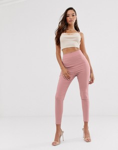 Брюки скинни с завышенной талией ASOS DESIGN - Розовый