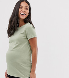 Футболка цвета хаки с круглым вырезом ASOS DESIGN Maternity - Зеленый