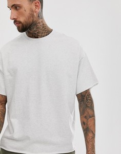 Белая плотная oversize-футболка с круглым вырезом и необработанными краями ASOS DESIGN - Серый