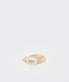 Блестящее золотистое кольцо-печатка с отделкой кристаллами ASOS DESIGN - Золотой