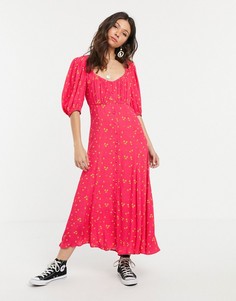 Платье миди из крепа с принтом лимонов Ghost alice - Розовый