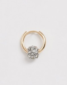 Золотистая серьга-кольцо с декоративным шаром и отделкой камнями ASOS DESIGN - Золотой