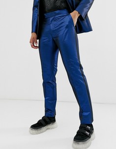 Синие жаккардовые брюки под смокинг ASOS DESIGN - Синий