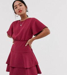 Платье мини малинового цвета с ярусными оборками Forever New Petite - Красный