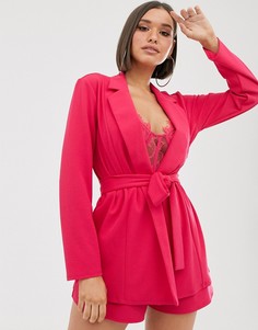 Блейзер с запахом и поясом ASOS DESIGN - Розовый