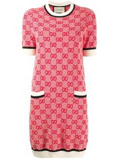 Gucci трикотажное платье мини с логотипом GG