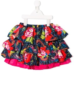 Kenzo Kids юбка с оборками и цветочным принтом