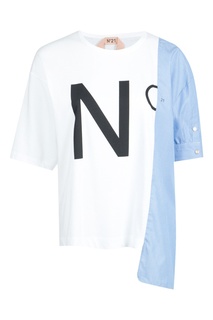 Комбинированная футболка с логотипом No21