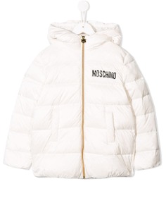 Moschino Kids дутое пальто с капюшоном