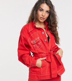 Джинсовая куртка в стиле вестерн с поясом из комплекта Liquor N Poker - Красный