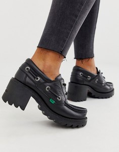 Черные кожаные туфли на шнуровке и низком каблуке KICKERS - Klio - Черный