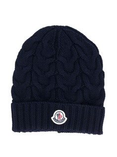 Moncler Kids ribbed knit logo beanie