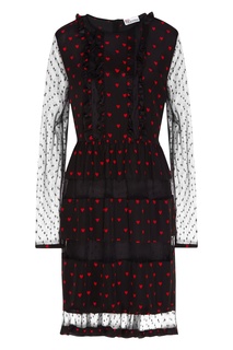 Черное платье с сетчатыми вставками Red Valentino