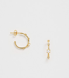 Серебряные золотистые серьги-кольца с искусственными камнями ASOS DESIGN - Золотой