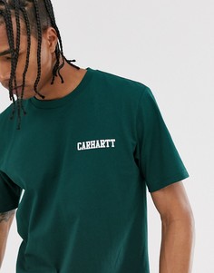 Темно-зеленая футболка с надписью Carhartt WIP College - Зеленый