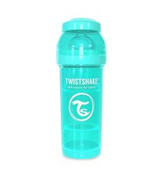 Бутылочка Twistshake для кормления антиколиковая пластик с рождения, 260 мл, цвет: синий