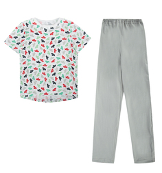 Пижама футболка/брюки Котмаркот, цвет: белый/серый